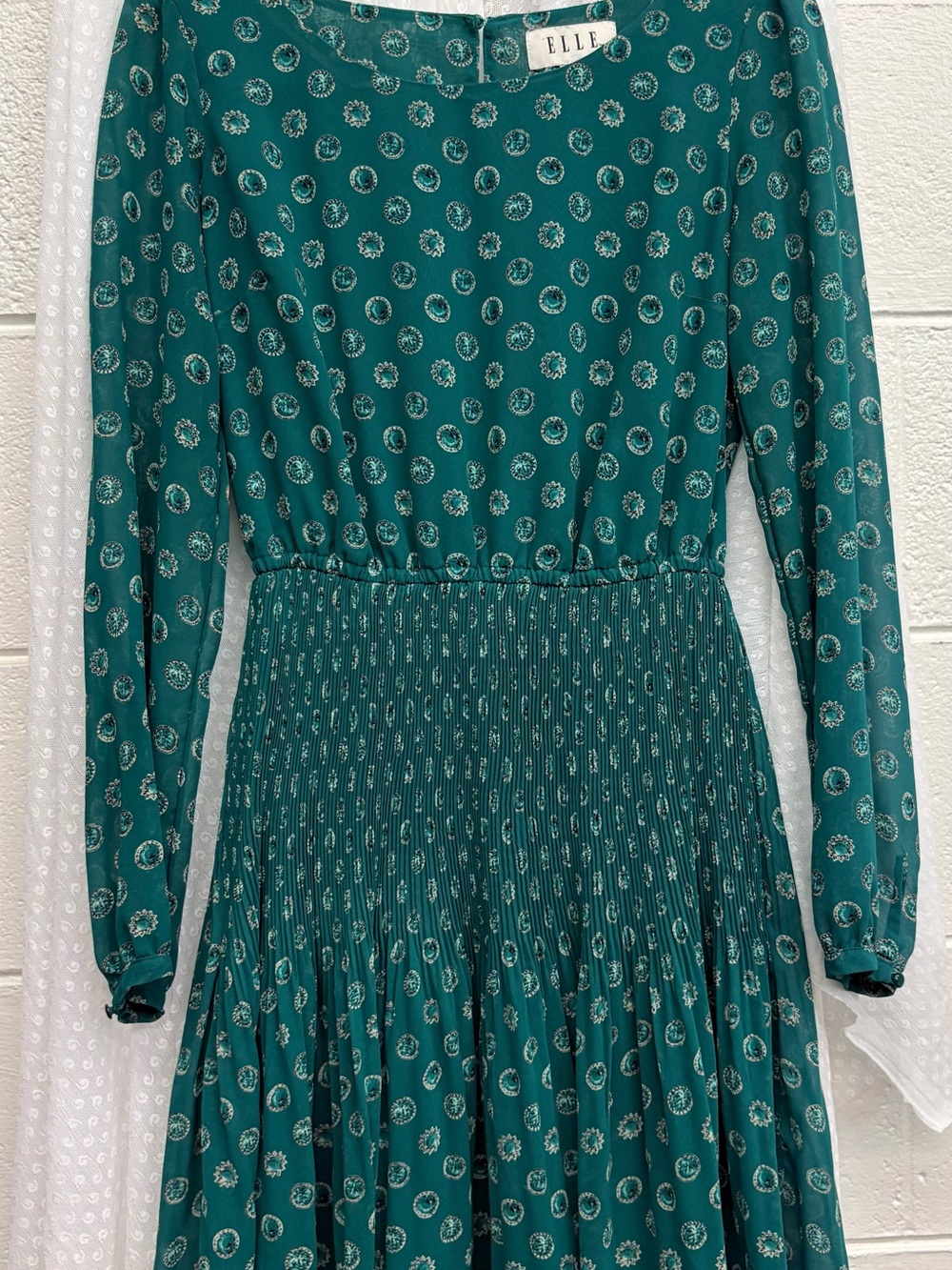 Elle Teal Printed Blouse with Circular Medallions